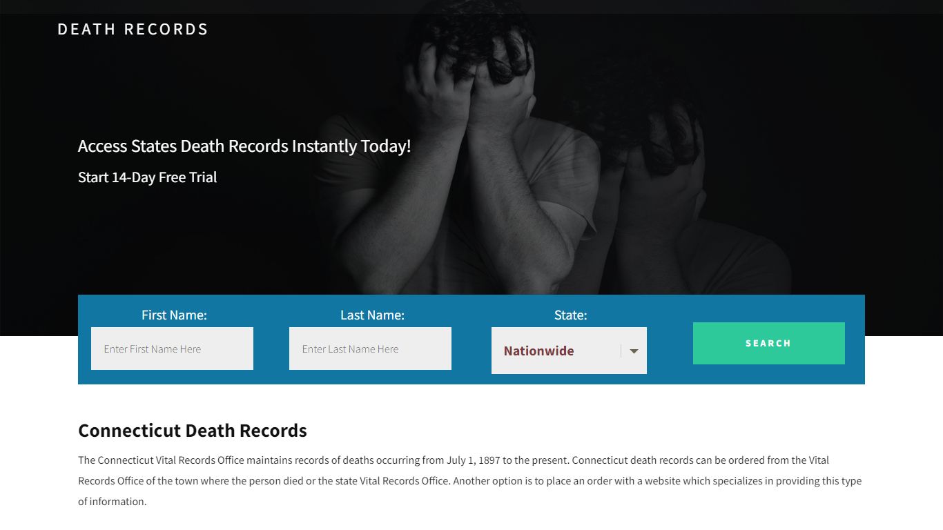 Connecticut Death Records | Enter Name and Search | 14 Days Free