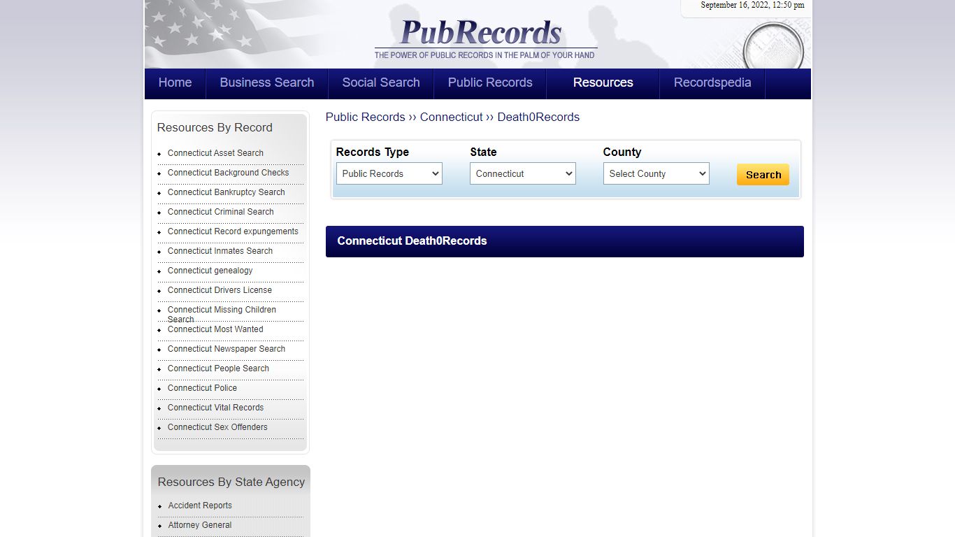 Connecticut Death Records